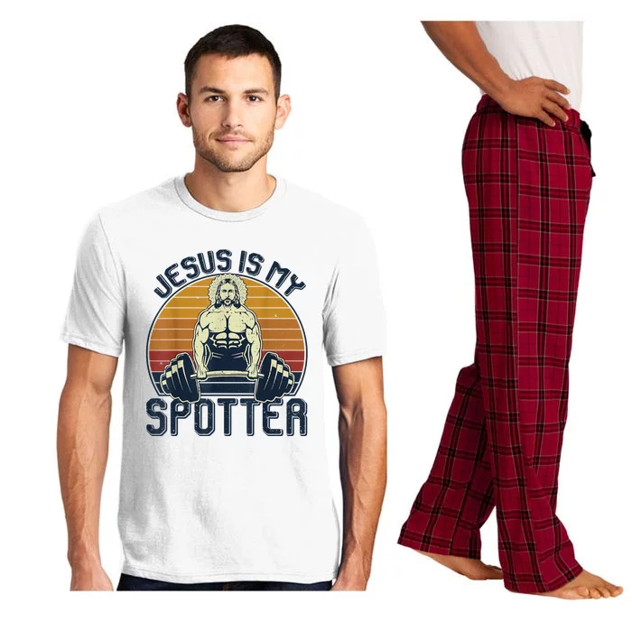 Jesus Is My Spotter Retro Vintage Jesus Gift Pajama Set