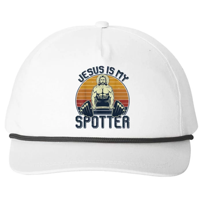 Jesus Is My Spotter Retro Vintage Jesus Gift Snapback Five-Panel Rope Hat