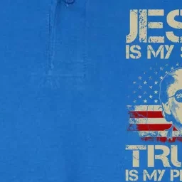 Jesus Is My Savior Trump Is My President Trump 2024 Usa Flag Gift Softstyle Adult Sport Polo