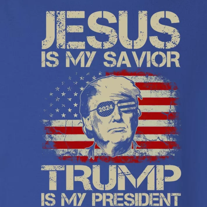 Jesus Is My Savior Trump Is My President Trump 2024 Usa Flag Gift Toddler Long Sleeve Shirt