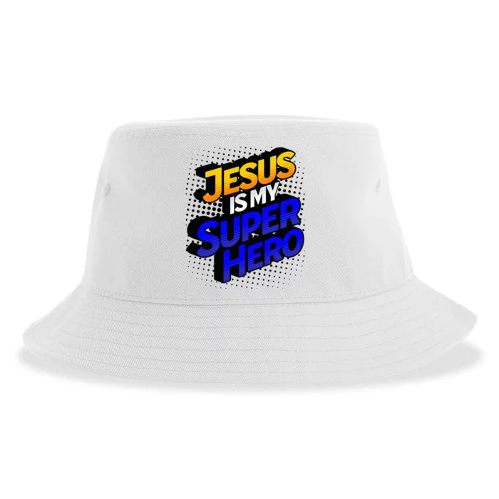 Jesus Is My Superhero Comic Book Christian Sustainable Bucket Hat