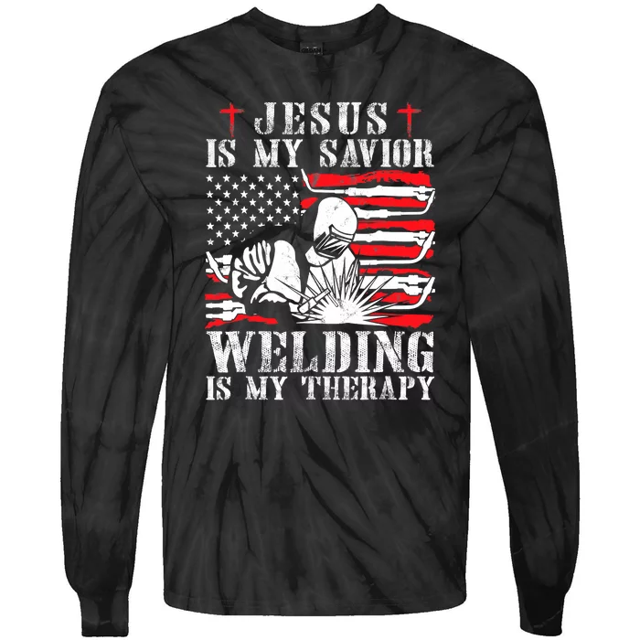 Jesus Is My Savior Welding Christian Weld American Flag Tie-Dye Long Sleeve Shirt