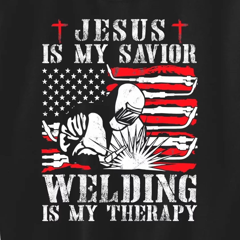 Jesus Is My Savior Welding Christian Weld American Flag Kids Sweatshirt