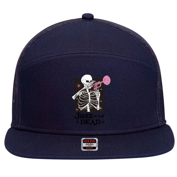 Jazz Is Not Dead Skeleton 7 Panel Mesh Trucker Snapback Hat