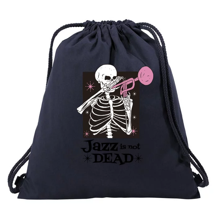 Jazz Is Not Dead Skeleton Drawstring Bag