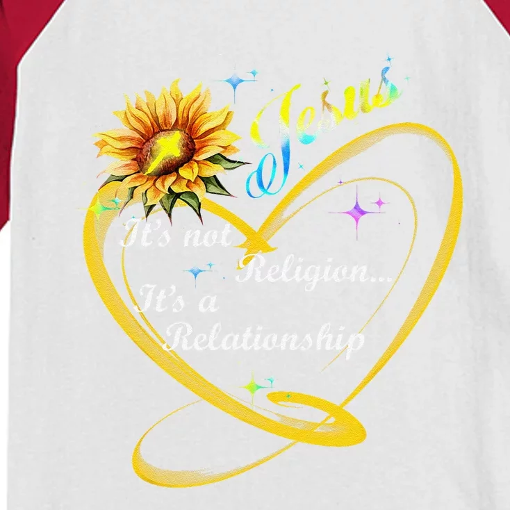 Jesus Its Not A Religion Its A Relationship Sunflower Art Kids Colorblock Raglan Jersey