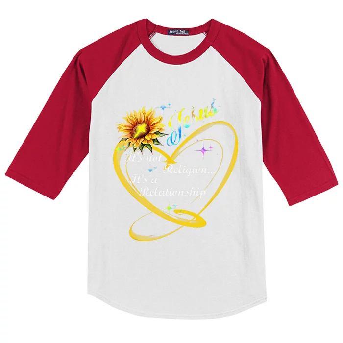 Jesus Its Not A Religion Its A Relationship Sunflower Art Kids Colorblock Raglan Jersey