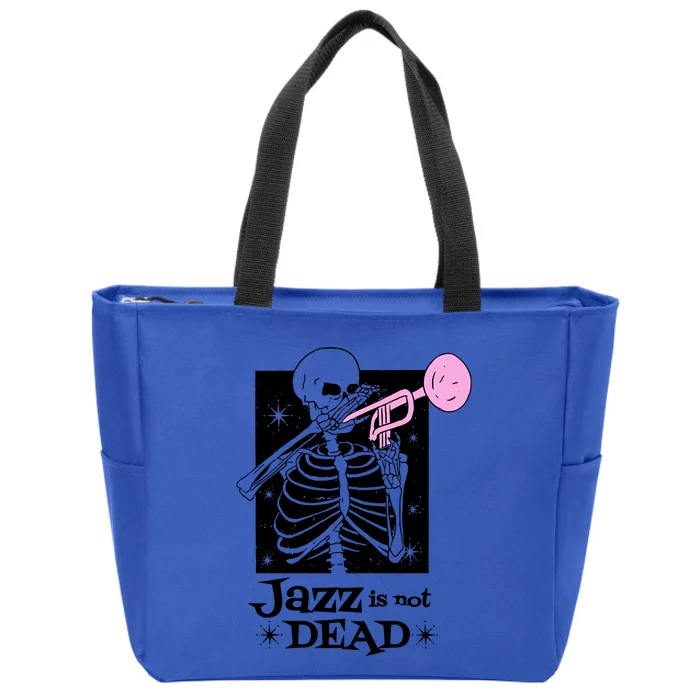 Jazz Is Not Dead Skeleton Zip Tote Bag