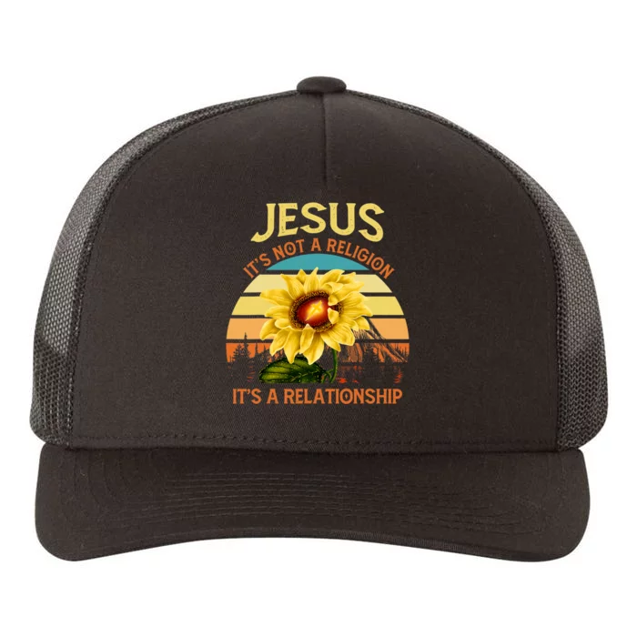 Jesus It's not a Religion It's a Relationship Sunflower Art Yupoong Adult 5-Panel Trucker Hat