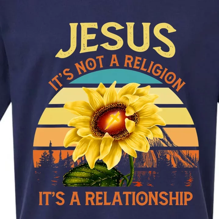 Jesus It's not a Religion It's a Relationship Sunflower Art Sueded Cloud Jersey T-Shirt