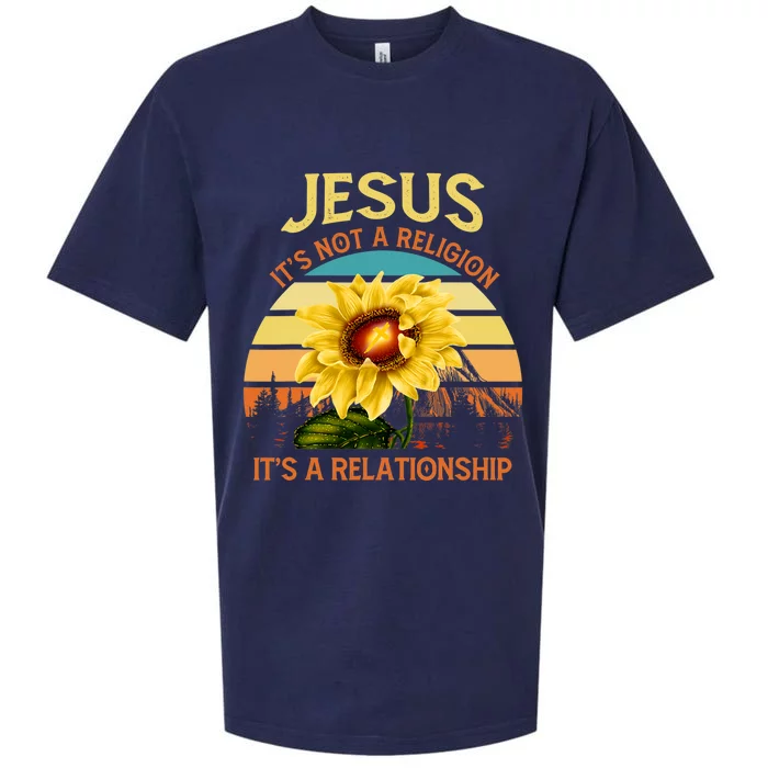 Jesus It's not a Religion It's a Relationship Sunflower Art Sueded Cloud Jersey T-Shirt