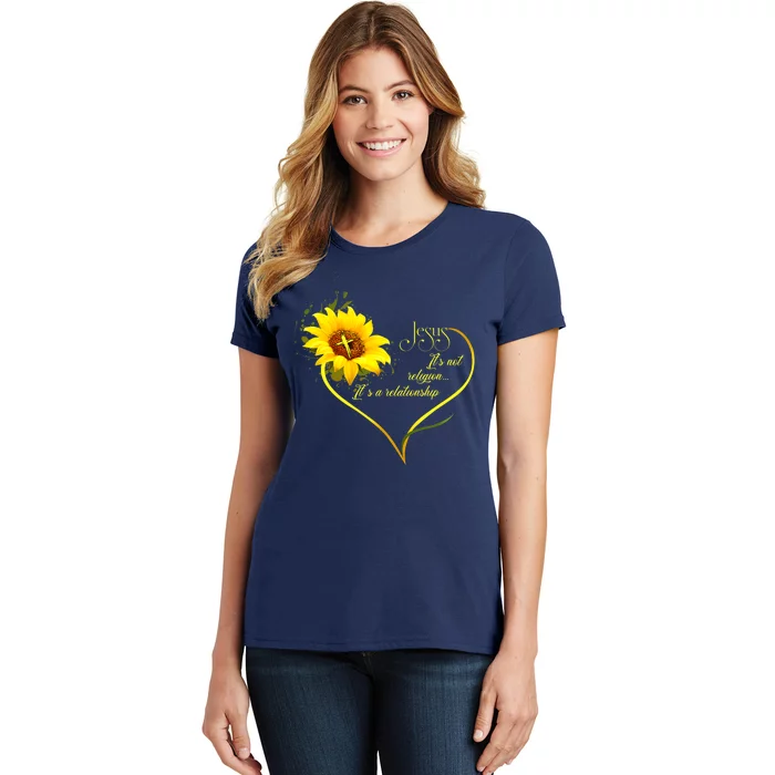 Jesus Its Not A Religion Its A Relationship Sunflower Art Short Sleeve Women's T-Shirt