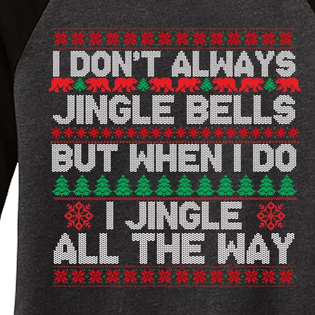 Jingle Bells All The Way Women's Tri-Blend 3/4-Sleeve Raglan Shirt