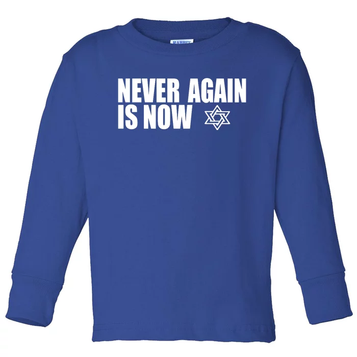 Jewish Israel Pride Am Yisrael Chai Never Again Is Now Toddler Long Sleeve Shirt