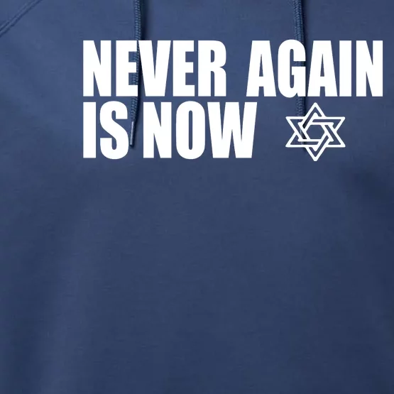 Jewish Israel Pride Am Yisrael Chai Never Again Is Now Performance Fleece Hoodie