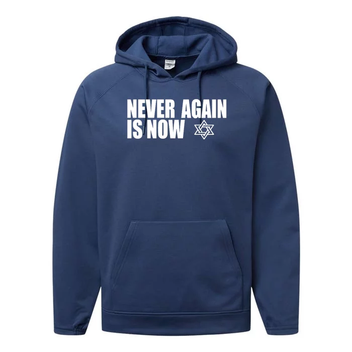 Jewish Israel Pride Am Yisrael Chai Never Again Is Now Performance Fleece Hoodie