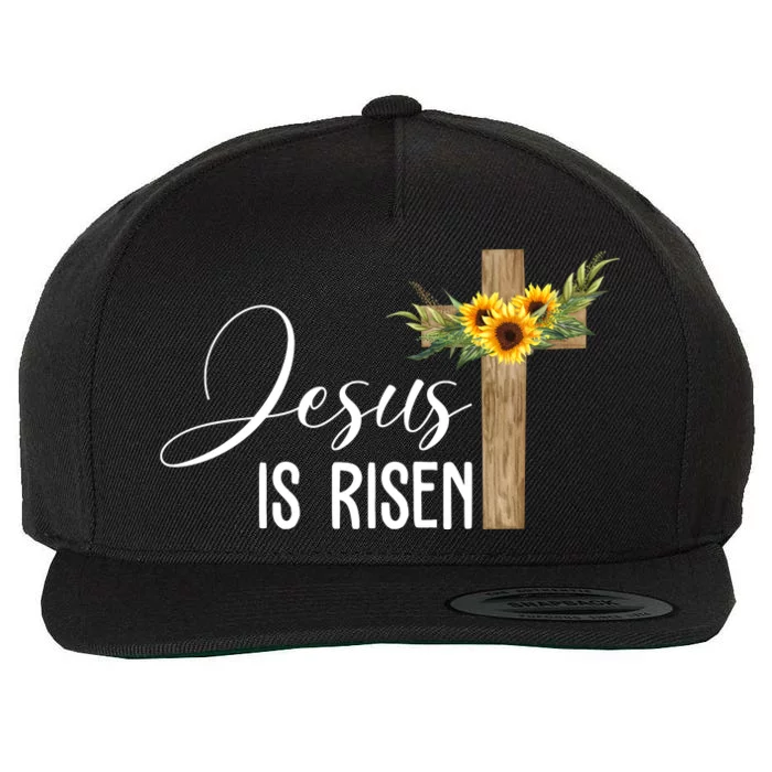 Jesus Is Risen Sunflower Cross Easter Wool Snapback Cap