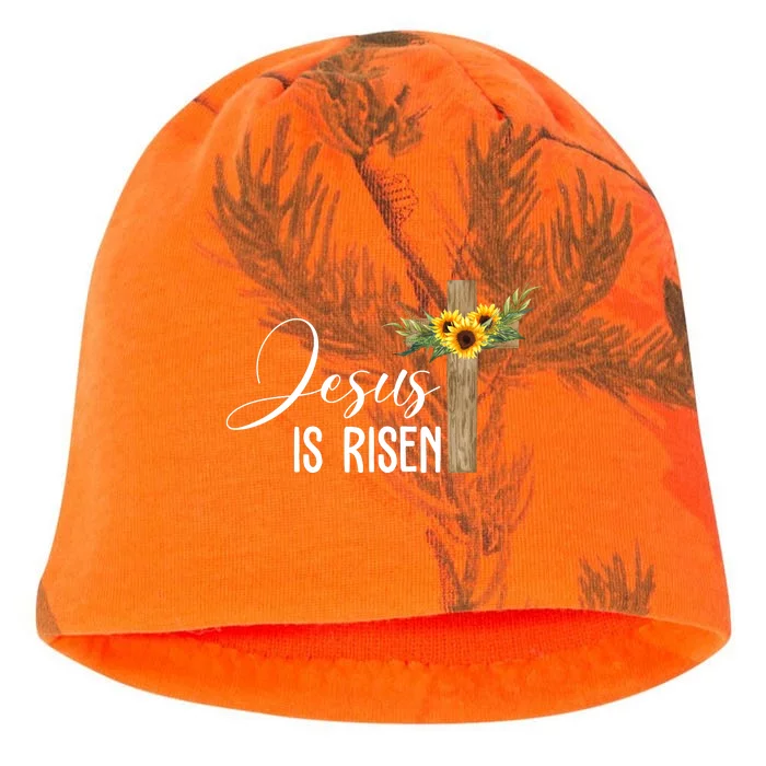 Jesus Is Risen Sunflower Cross Easter Kati - Camo Knit Beanie