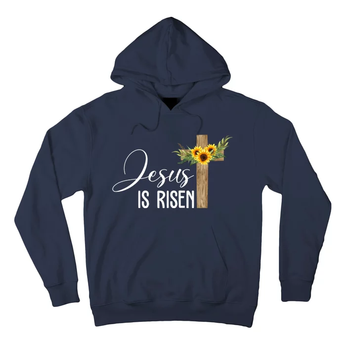 Jesus Is Risen Sunflower Cross Easter Hoodie