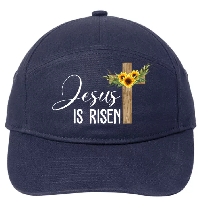 Jesus Is Risen Sunflower Cross Easter 7-Panel Snapback Hat