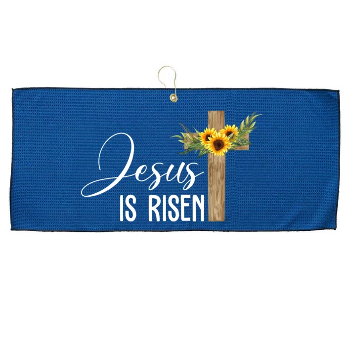 Jesus Is Risen Sunflower Cross Easter Large Microfiber Waffle Golf Towel