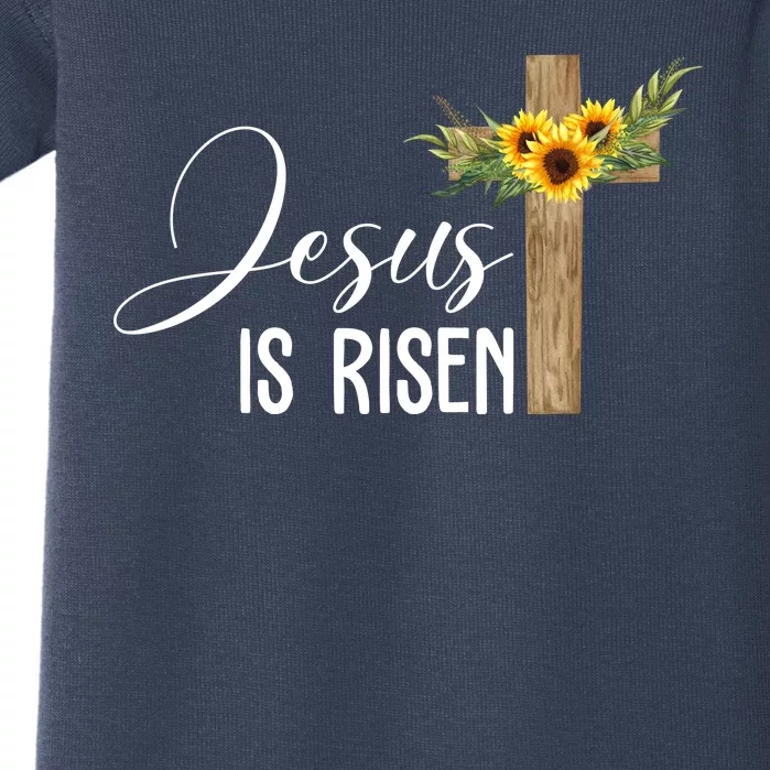 Jesus Is Risen Sunflower Cross Easter Baby Bodysuit