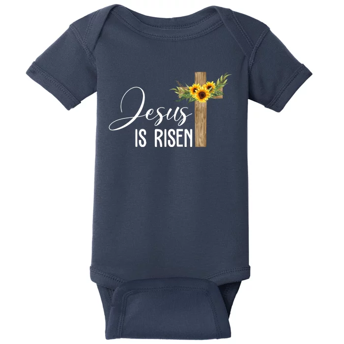 Jesus Is Risen Sunflower Cross Easter Baby Bodysuit