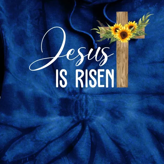 Jesus Is Risen Sunflower Cross Easter Tie Dye Hoodie