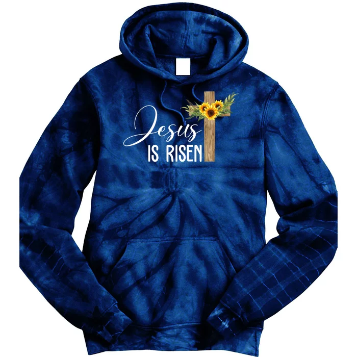 Jesus Is Risen Sunflower Cross Easter Tie Dye Hoodie