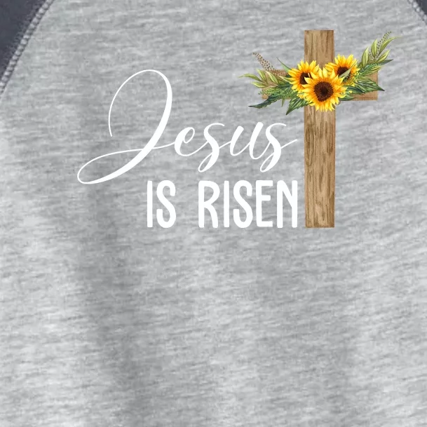 Jesus Is Risen Sunflower Cross Easter Toddler Fine Jersey T-Shirt