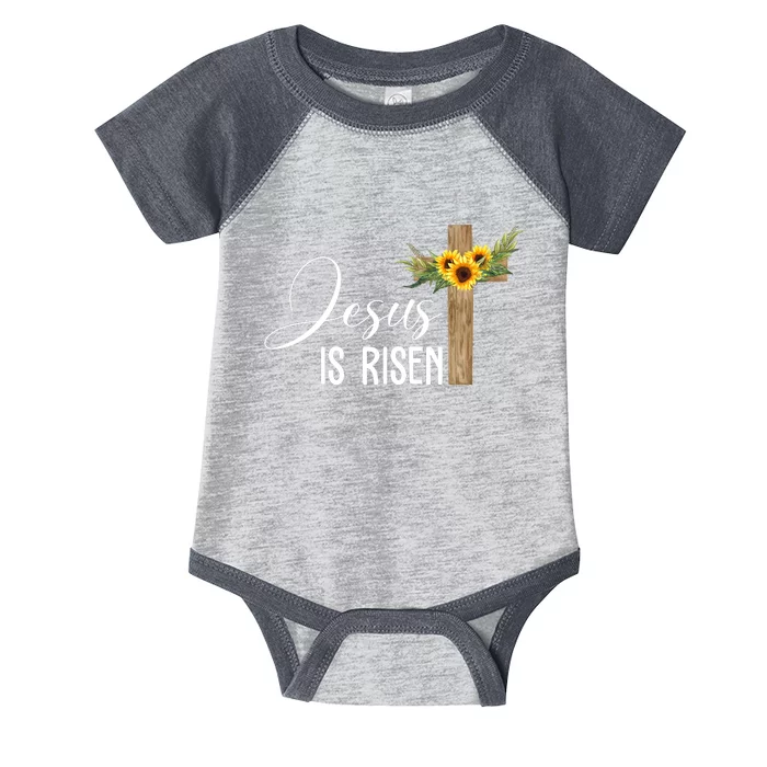 Jesus Is Risen Sunflower Cross Easter Infant Baby Jersey Bodysuit