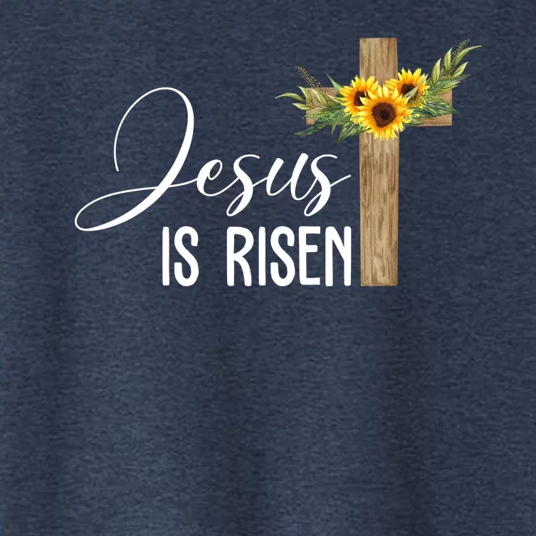 Jesus Is Risen Sunflower Cross Easter Women's Crop Top Tee