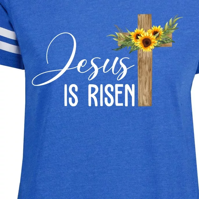 Jesus Is Risen Sunflower Cross Easter Enza Ladies Jersey Football T-Shirt