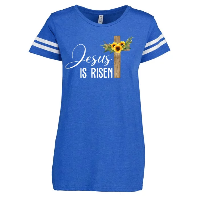 Jesus Is Risen Sunflower Cross Easter Enza Ladies Jersey Football T-Shirt