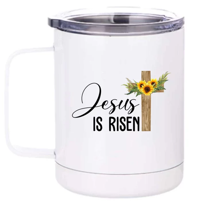 Jesus Is Risen Sunflower Cross Easter Front & Back 12oz Stainless Steel Tumbler Cup