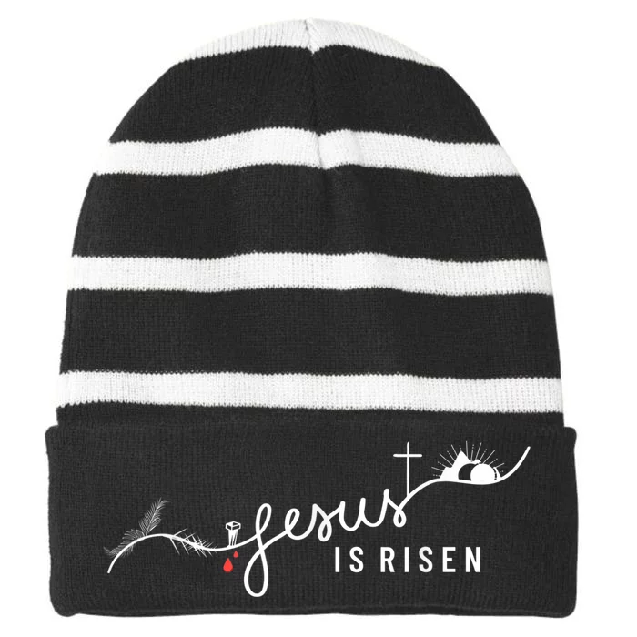 Jesus is Risen | Wo  y.o.u.t.h, Holy Week, Easter, Christ Striped Beanie with Solid Band