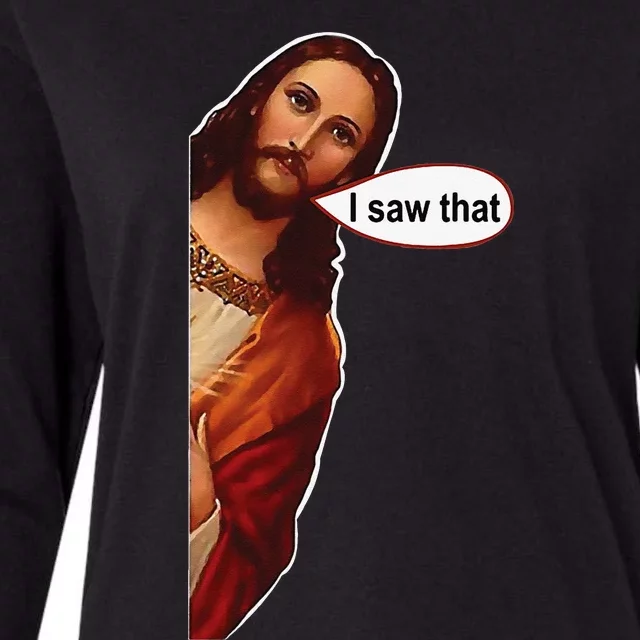 Jesus I saw that cute graphic top tee short sleeve Womens Cotton Relaxed Long Sleeve T-Shirt