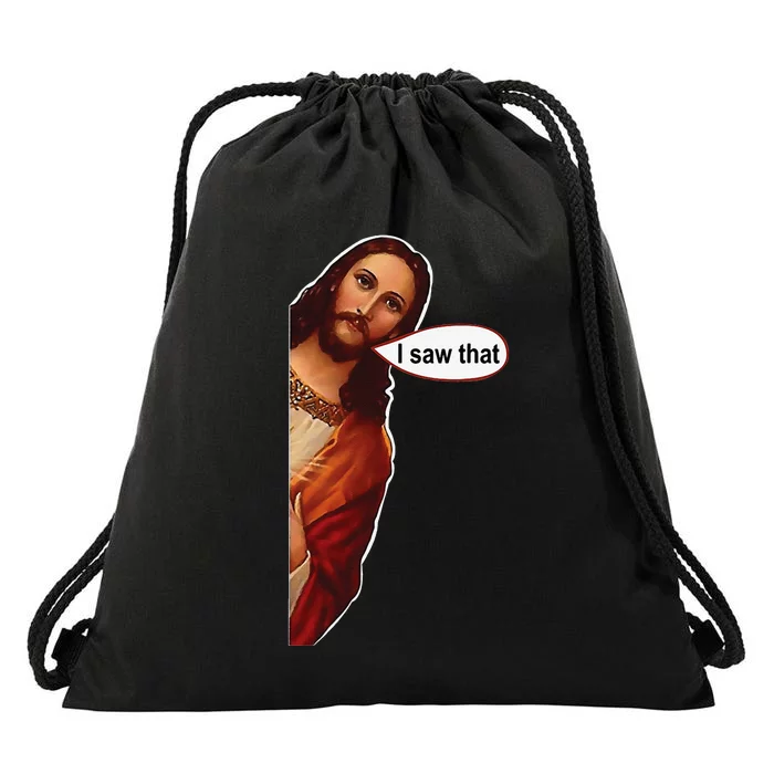 Jesus I saw that cute graphic top tee short sleeve Drawstring Bag