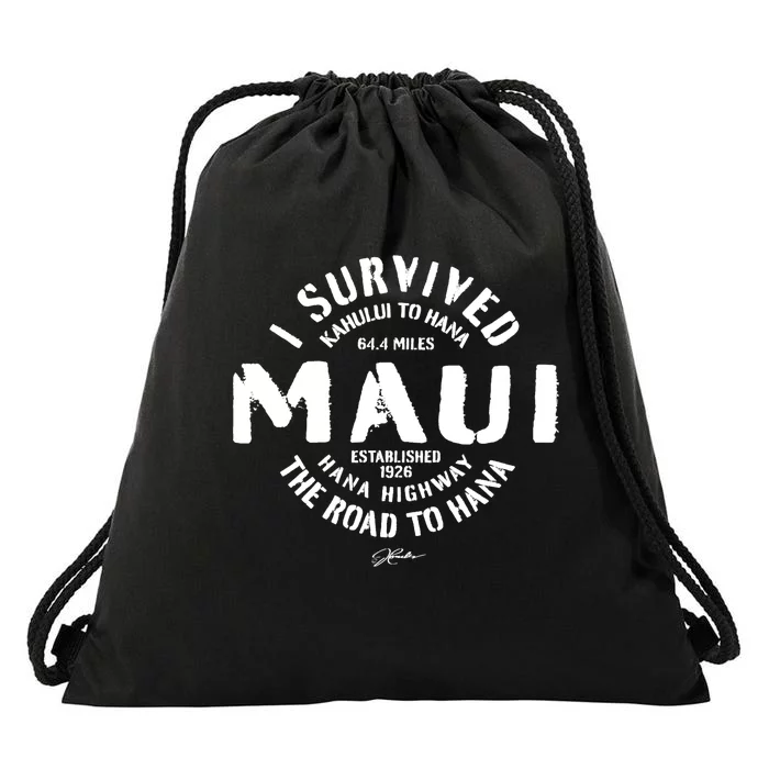 JCombs: I Survived The Road To Hana (Hana Highway) Maui Drawstring Bag