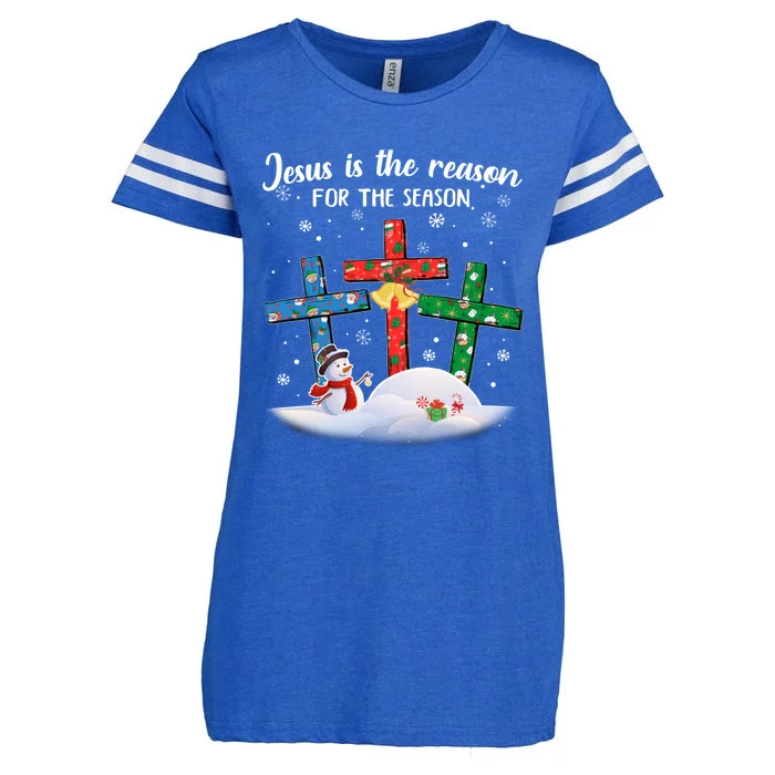 Jesus Is The Reason For The Season Christian Christmas Xmas Great Gift Enza Ladies Jersey Football T-Shirt