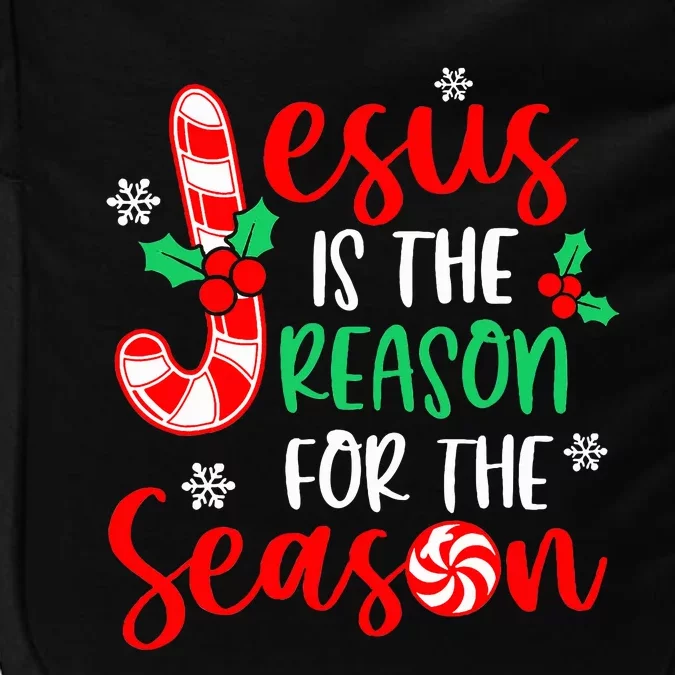 Jesus Is The Reason For The Season Christmas Xmas Candy Cane Impact Tech Backpack