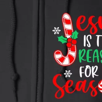 Jesus Is The Reason For The Season Christmas Xmas Candy Cane Full Zip Hoodie