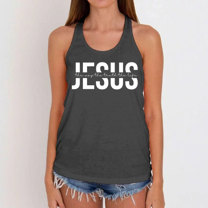 Jesus Is The Way The Truth And The Life Quote Women's Knotted Racerback Tank