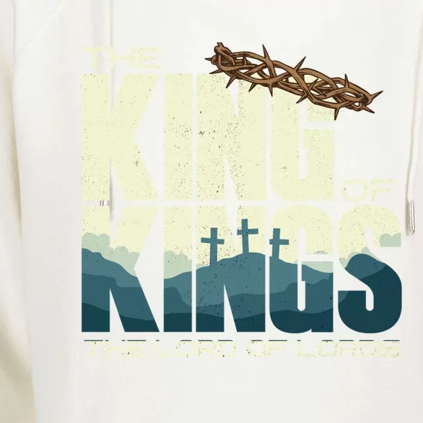 Jesus Is The King Of Kings Crucifixion Cross Crown Gospel Gift Womens Funnel Neck Pullover Hood