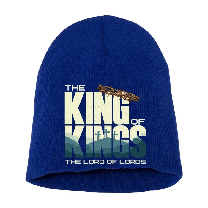 Jesus Is The King Of Kings Crucifixion Cross Crown Gospel Gift Short Acrylic Beanie