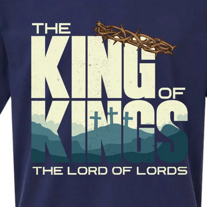 Jesus Is The King Of Kings Crucifixion Cross Crown Gospel Gift Sueded Cloud Jersey T-Shirt