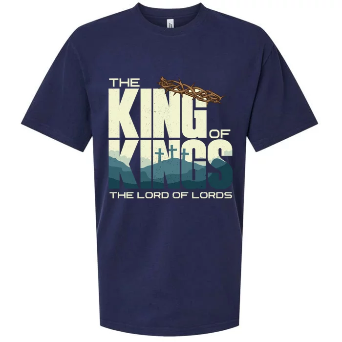 Jesus Is The King Of Kings Crucifixion Cross Crown Gospel Gift Sueded Cloud Jersey T-Shirt