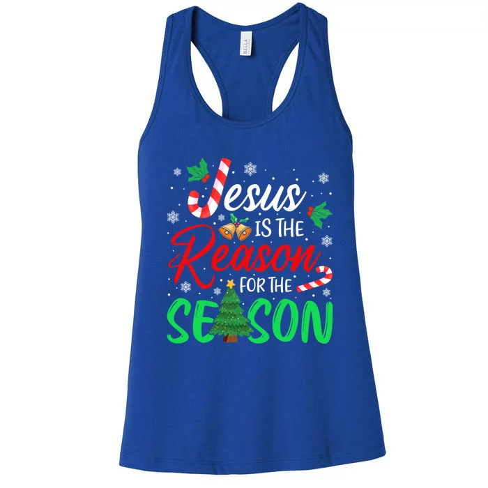 Jesus Is The Reason For The Season Christian Christmas Xmas Cute Gift Women's Racerback Tank