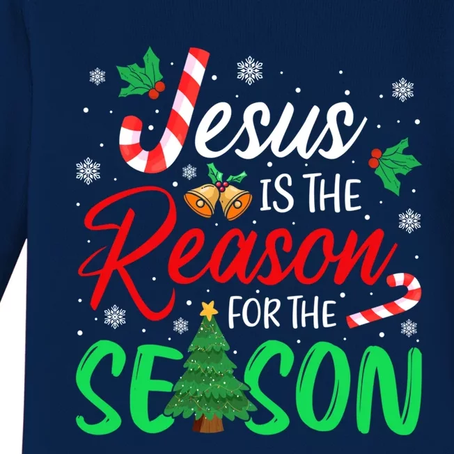 Jesus Is The Reason For The Season Christian Christmas Xmas Cute Gift Baby Long Sleeve Bodysuit