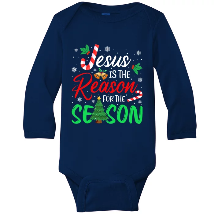 Jesus Is The Reason For The Season Christian Christmas Xmas Cute Gift Baby Long Sleeve Bodysuit